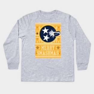 Nashville Predators Merry Smashmas Ugly Christmas Design Kids Long Sleeve T-Shirt